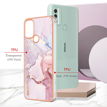 YB IMD Series-2 For Nokia C31 4G IMD Soft TPU Phone Case Electroplating Anti-scratch Marble Pattern Cover