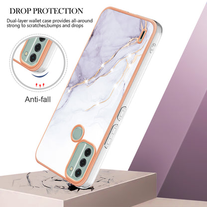 YB IMD Series-2 For Nokia C31 4G IMD Soft TPU Phone Case Electroplating Anti-scratch Marble Pattern Cover