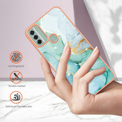 YB IMD Series-2 For Nokia C31 4G IMD Soft TPU Phone Case Electroplating Anti-scratch Marble Pattern Cover