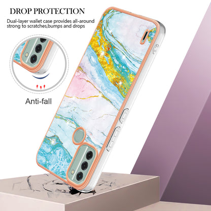 YB IMD Series-2 For Nokia C31 4G IMD Soft TPU Phone Case Electroplating Anti-scratch Marble Pattern Cover