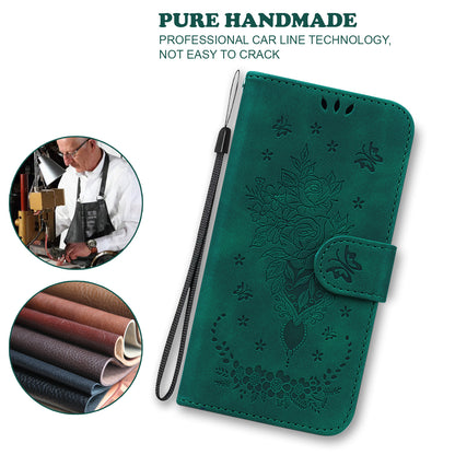 For Huawei nova Y61 4G / Enjoy 50z 4G Wallet Phone Stand Case Imprinted Rose Butterfly Leather Phone Shell Cover