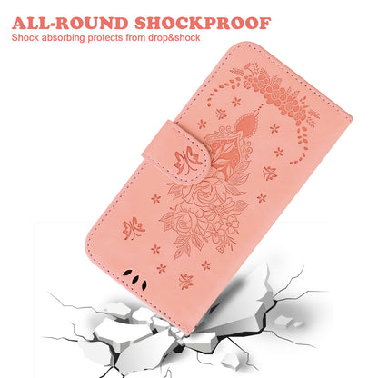 For Huawei nova Y61 4G / Enjoy 50z 4G Wallet Phone Stand Case Imprinted Rose Butterfly Leather Phone Shell Cover