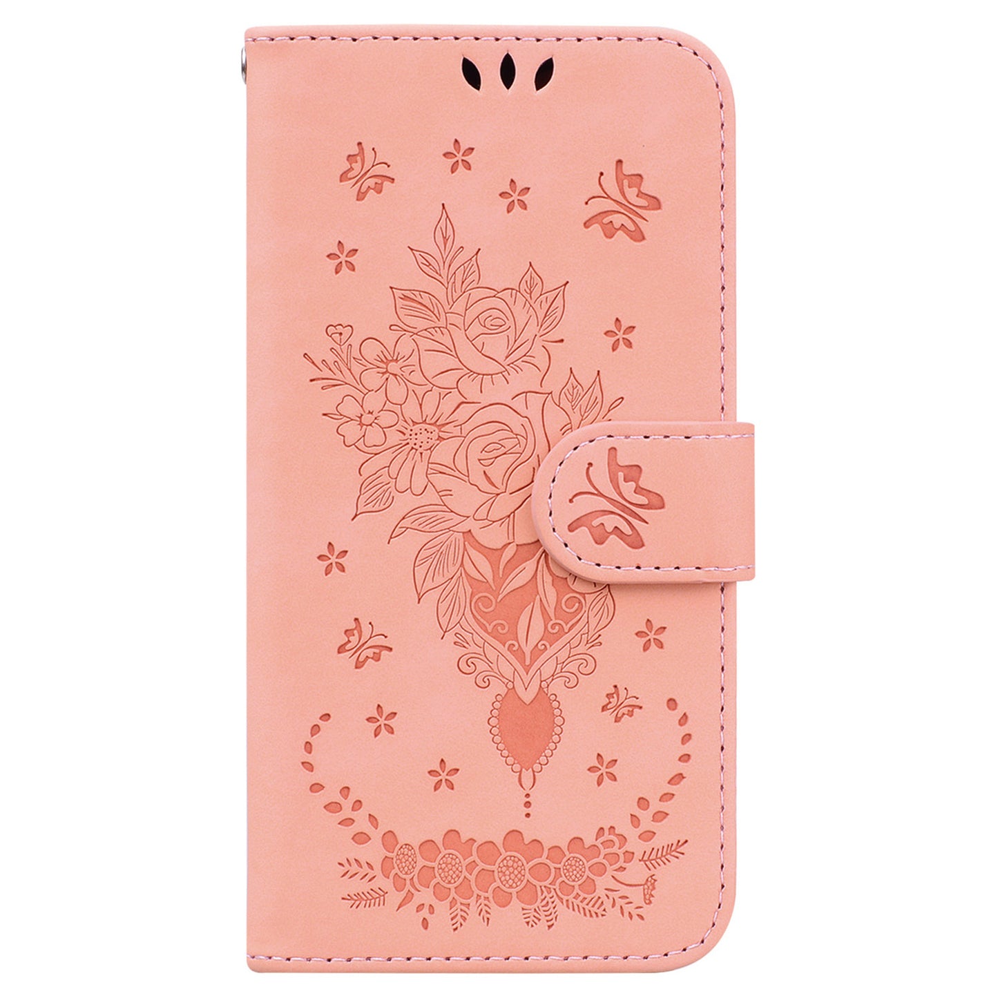 For Huawei nova Y61 4G / Enjoy 50z 4G Wallet Phone Stand Case Imprinted Rose Butterfly Leather Phone Shell Cover