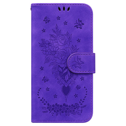 For Huawei nova Y61 4G / Enjoy 50z 4G Wallet Phone Stand Case Imprinted Rose Butterfly Leather Phone Shell Cover
