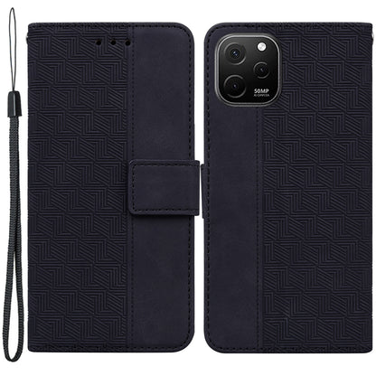 Phone Leather Shell for Huawei nova Y61 4G / Enjoy 50z 4G Wallet Case Geometry Pattern Imprinted Stand Cover
