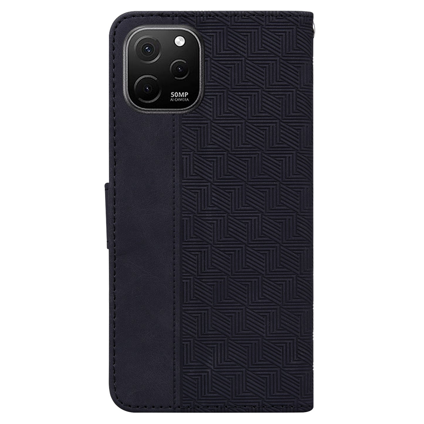 Phone Leather Shell for Huawei nova Y61 4G / Enjoy 50z 4G Wallet Case Geometry Pattern Imprinted Stand Cover