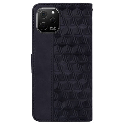 Phone Leather Shell for Huawei nova Y61 4G / Enjoy 50z 4G Wallet Case Geometry Pattern Imprinted Stand Cover