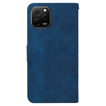 Phone Leather Shell for Huawei nova Y61 4G / Enjoy 50z 4G Wallet Case Geometry Pattern Imprinted Stand Cover
