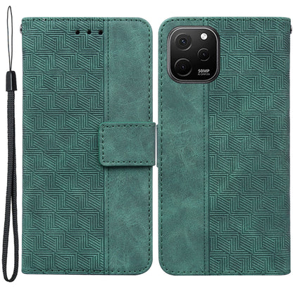 Phone Leather Shell for Huawei nova Y61 4G / Enjoy 50z 4G Wallet Case Geometry Pattern Imprinted Stand Cover
