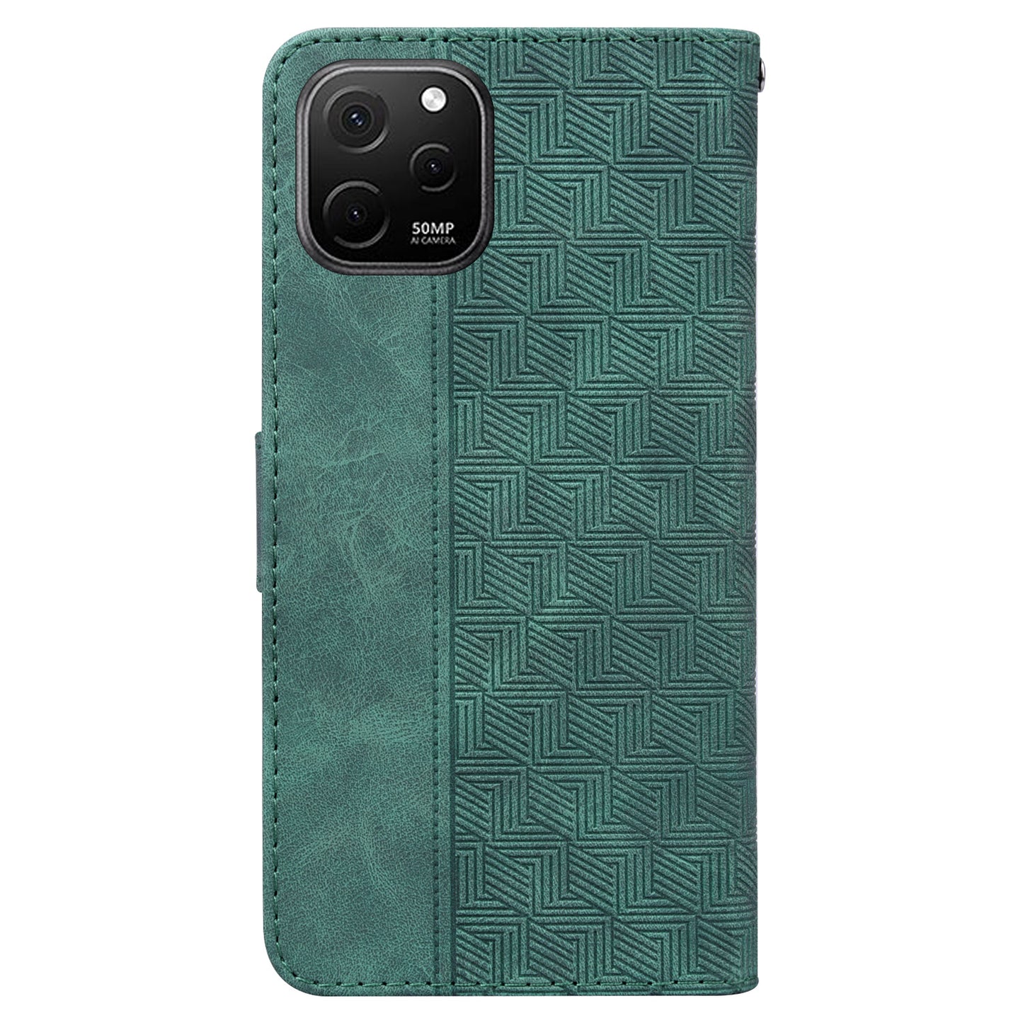 Phone Leather Shell for Huawei nova Y61 4G / Enjoy 50z 4G Wallet Case Geometry Pattern Imprinted Stand Cover