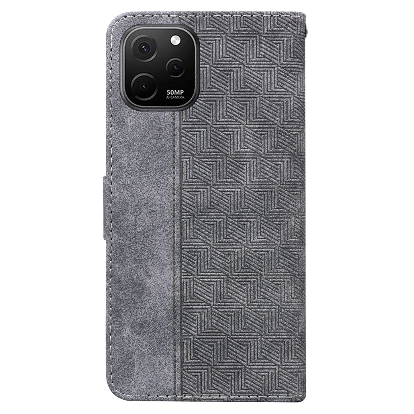Phone Leather Shell for Huawei nova Y61 4G / Enjoy 50z 4G Wallet Case Geometry Pattern Imprinted Stand Cover