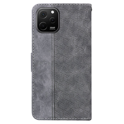 Phone Leather Shell for Huawei nova Y61 4G / Enjoy 50z 4G Wallet Case Geometry Pattern Imprinted Stand Cover