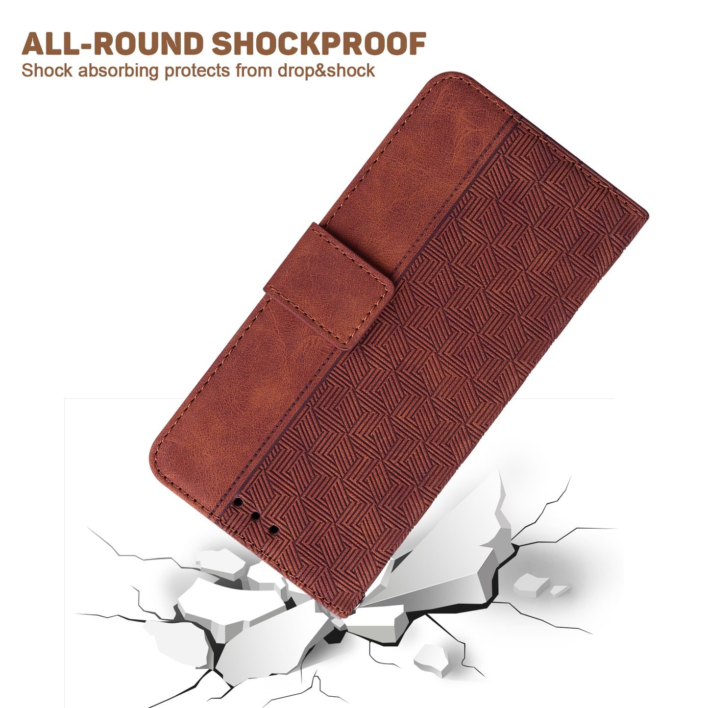 Phone Leather Shell for Huawei nova Y61 4G / Enjoy 50z 4G Wallet Case Geometry Pattern Imprinted Stand Cover