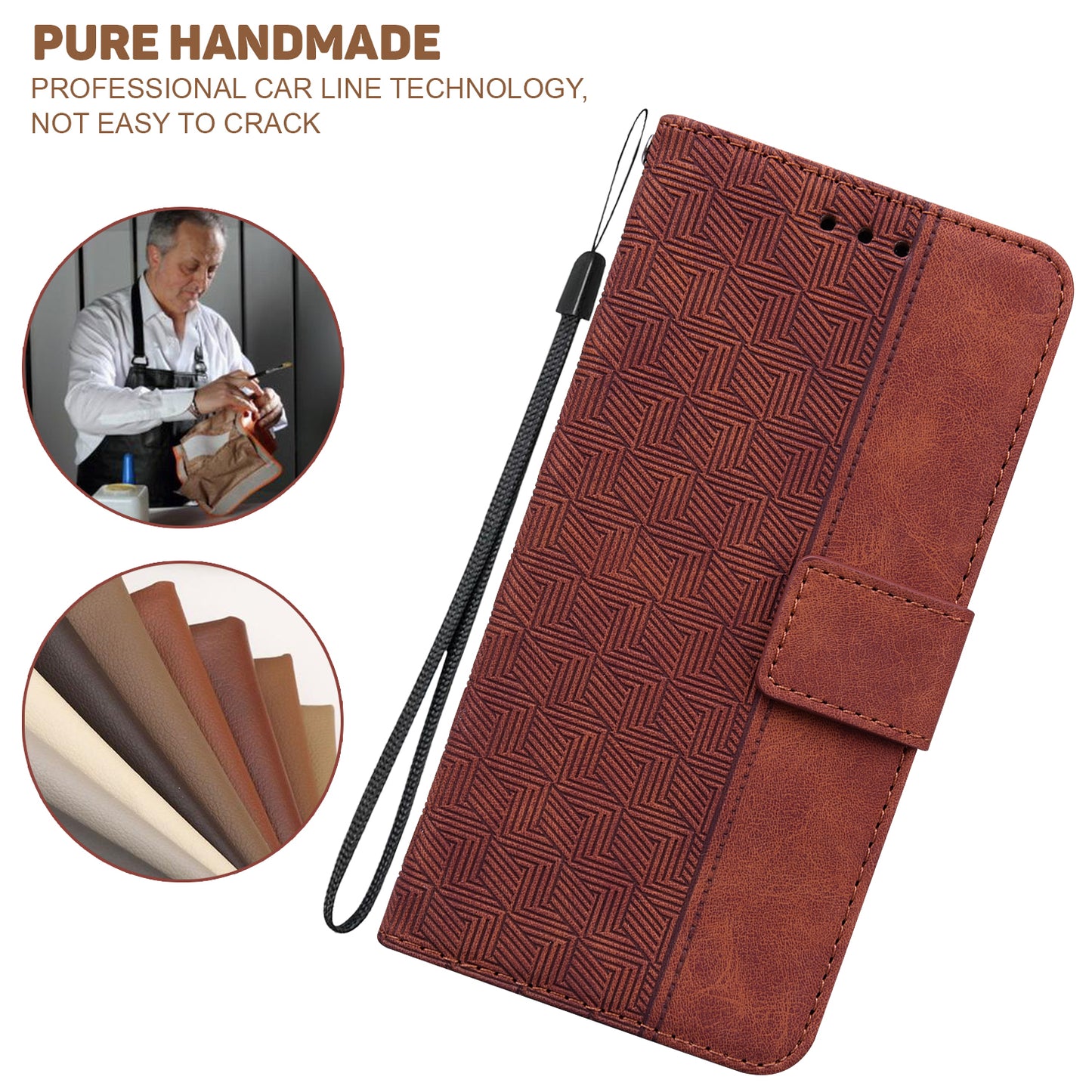 Phone Leather Shell for Huawei nova Y61 4G / Enjoy 50z 4G Wallet Case Geometry Pattern Imprinted Stand Cover