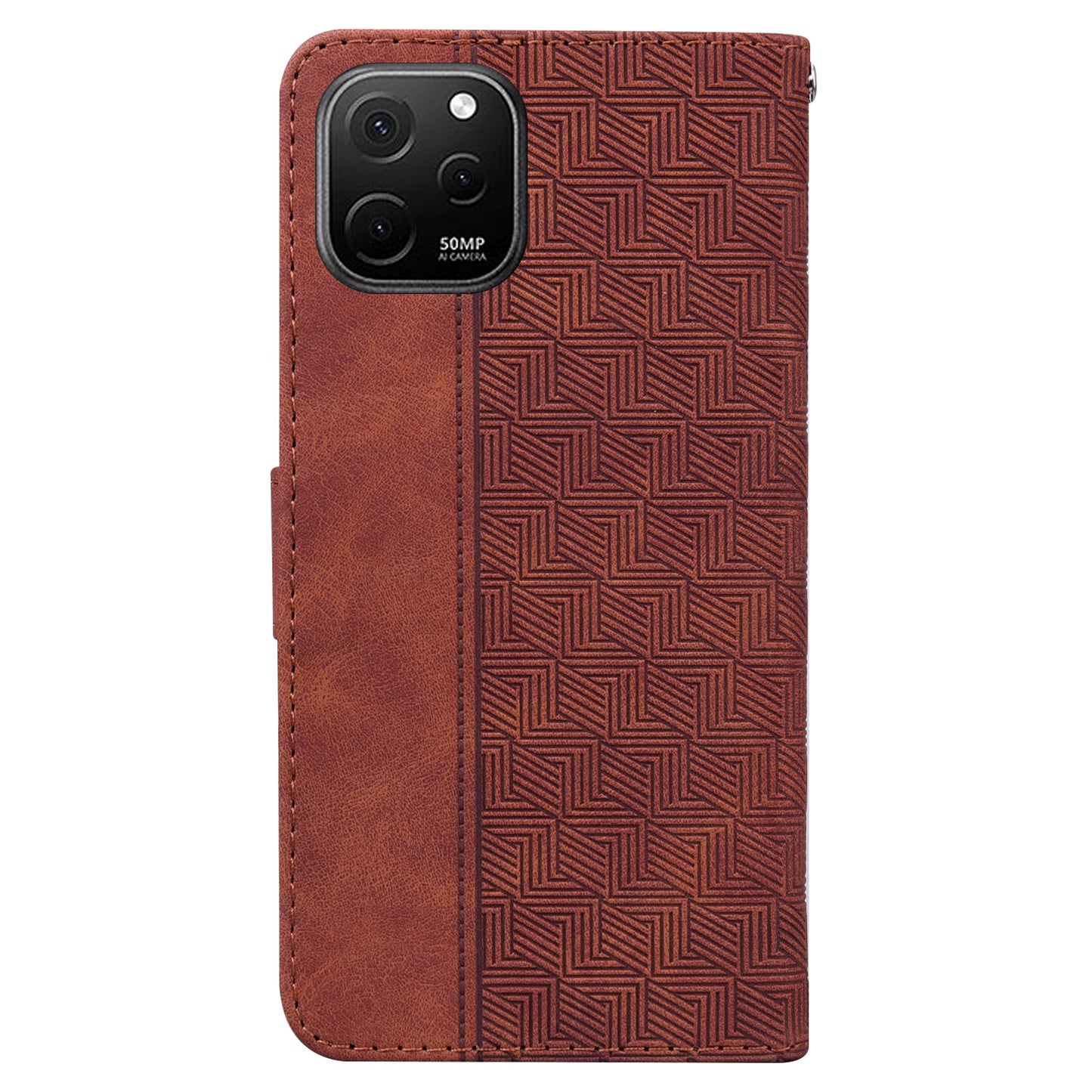 Phone Leather Shell for Huawei nova Y61 4G / Enjoy 50z 4G Wallet Case Geometry Pattern Imprinted Stand Cover