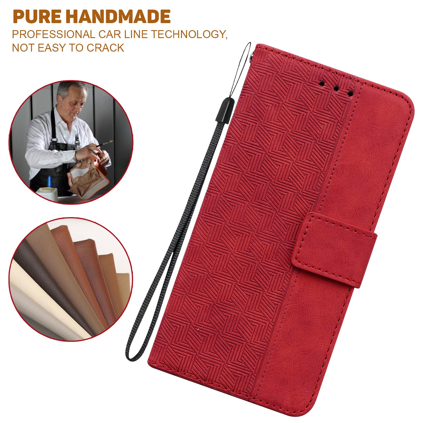 Phone Leather Shell for Huawei nova Y61 4G / Enjoy 50z 4G Wallet Case Geometry Pattern Imprinted Stand Cover