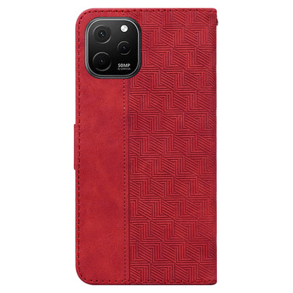Phone Leather Shell for Huawei nova Y61 4G / Enjoy 50z 4G Wallet Case Geometry Pattern Imprinted Stand Cover