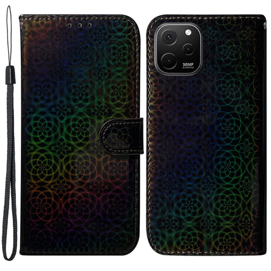 For Huawei nova Y61 4G / Enjoy 50z 4G Dazzling Flower Pattern Stand Phone Case PU Leather Phone Wallet Cover