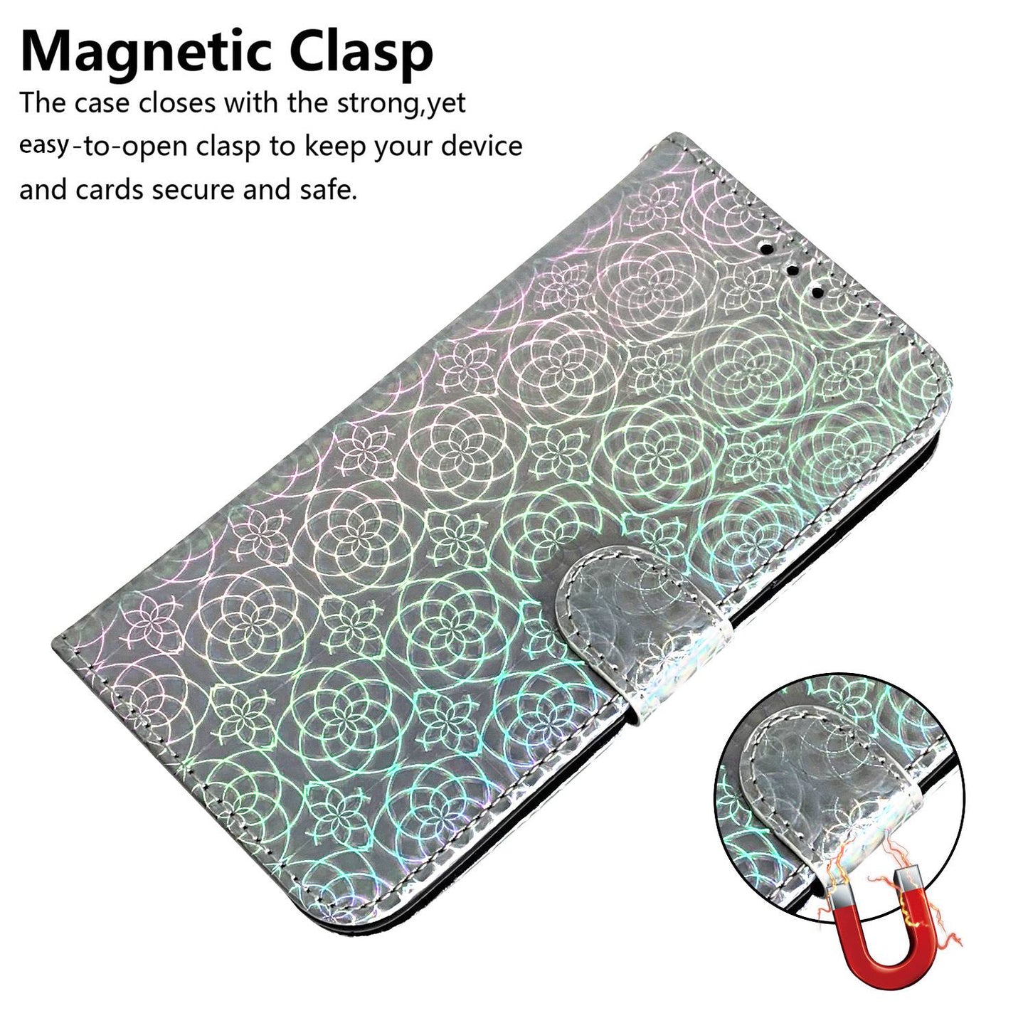 For Huawei nova Y61 4G / Enjoy 50z 4G Dazzling Flower Pattern Stand Phone Case PU Leather Phone Wallet Cover