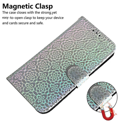 For Huawei nova Y61 4G / Enjoy 50z 4G Dazzling Flower Pattern Stand Phone Case PU Leather Phone Wallet Cover