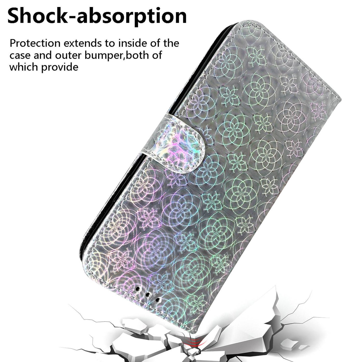 For Huawei nova Y61 4G / Enjoy 50z 4G Dazzling Flower Pattern Stand Phone Case PU Leather Phone Wallet Cover