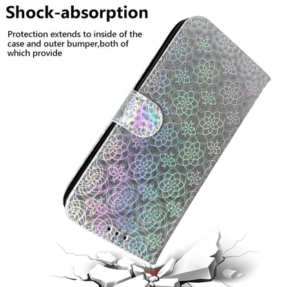 For Huawei nova Y61 4G / Enjoy 50z 4G Dazzling Flower Pattern Stand Phone Case PU Leather Phone Wallet Cover
