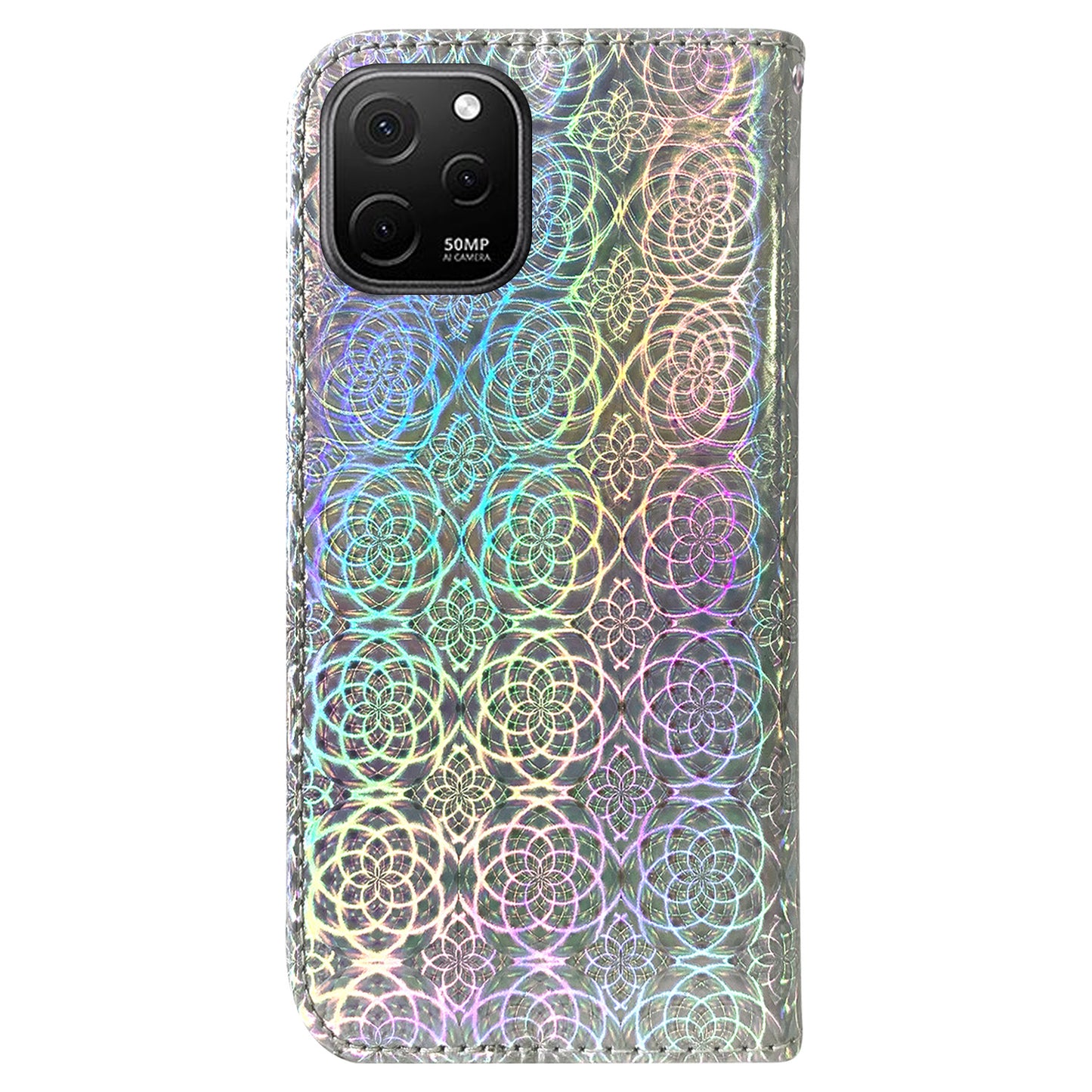 For Huawei nova Y61 4G / Enjoy 50z 4G Dazzling Flower Pattern Stand Phone Case PU Leather Phone Wallet Cover