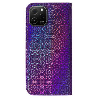 For Huawei nova Y61 4G / Enjoy 50z 4G Dazzling Flower Pattern Stand Phone Case PU Leather Phone Wallet Cover