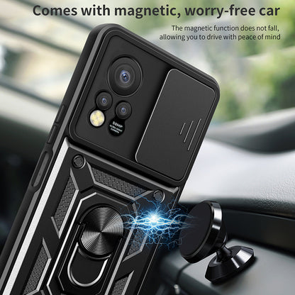 For Infinix Hot 11s PC+TPU Phone Case Slide Camera Lens Protection Kickstand Cover