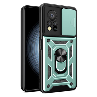 For Infinix Hot 11s PC+TPU Phone Case Slide Camera Lens Protection Kickstand Cover