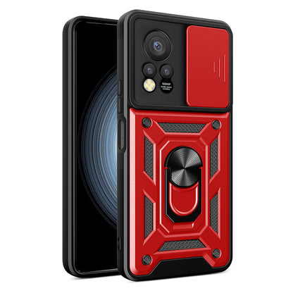 For Infinix Hot 11s PC+TPU Phone Case Slide Camera Lens Protection Kickstand Cover