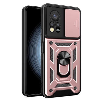 For Infinix Hot 11s PC+TPU Phone Case Slide Camera Lens Protection Kickstand Cover