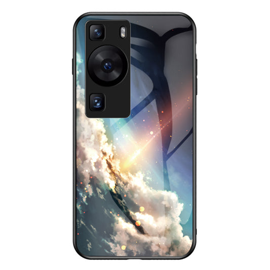 For Huawei P60 / P60 Pro 5G PC+TPU+Tempered Glass Starry Sky Pattern Phone Case Drop-proof Cover