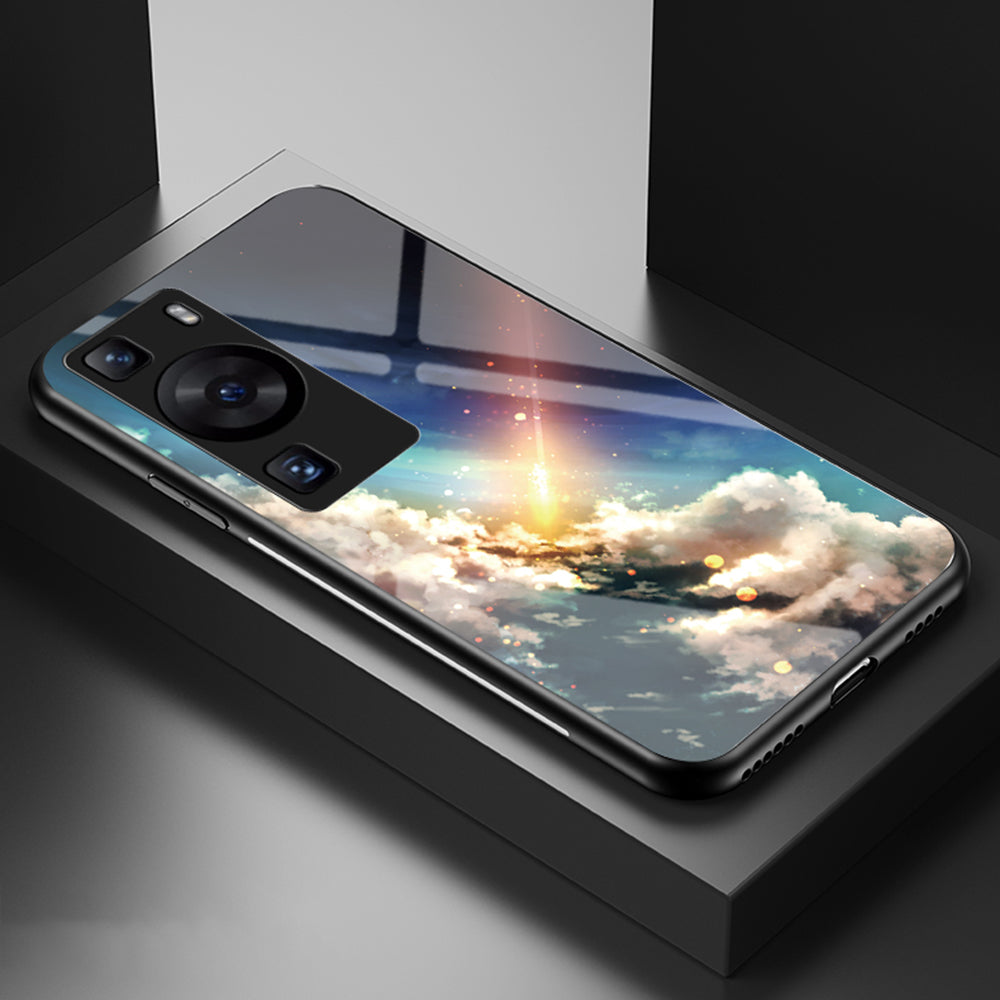 For Huawei P60 / P60 Pro 5G PC+TPU+Tempered Glass Starry Sky Pattern Phone Case Drop-proof Cover