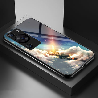For Huawei P60 / P60 Pro 5G PC+TPU+Tempered Glass Starry Sky Pattern Phone Case Drop-proof Cover