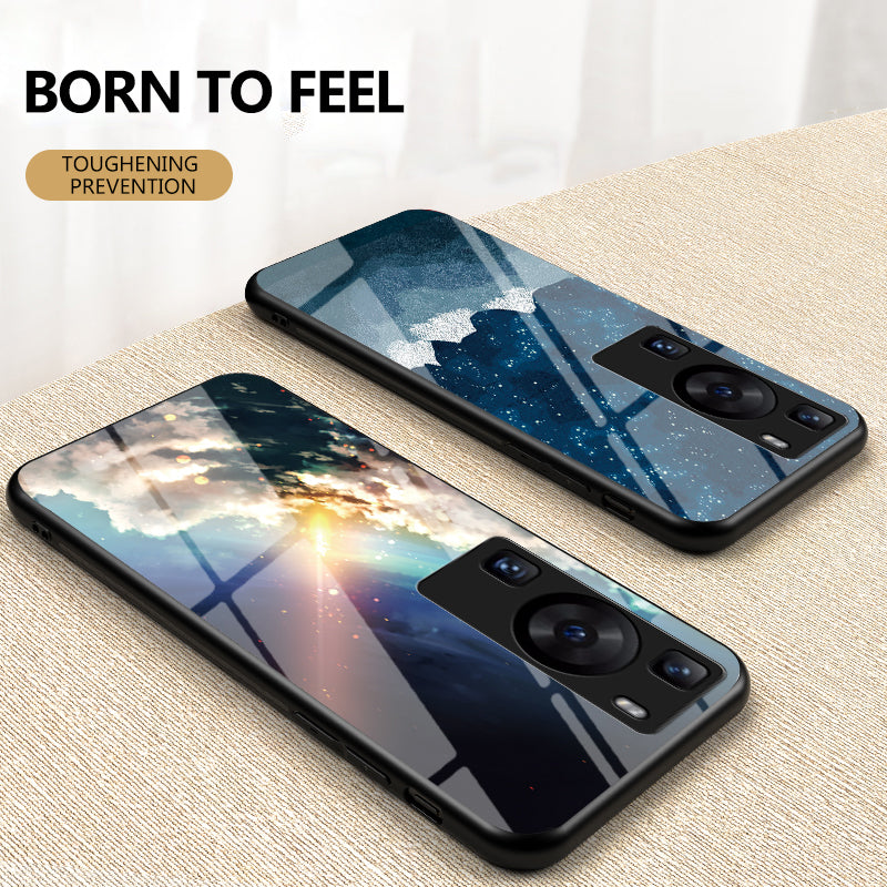 For Huawei P60 / P60 Pro 5G PC+TPU+Tempered Glass Starry Sky Pattern Phone Case Drop-proof Cover