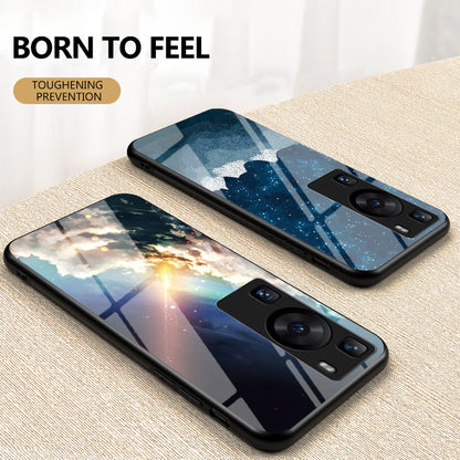 For Huawei P60 / P60 Pro 5G PC+TPU+Tempered Glass Starry Sky Pattern Phone Case Drop-proof Cover