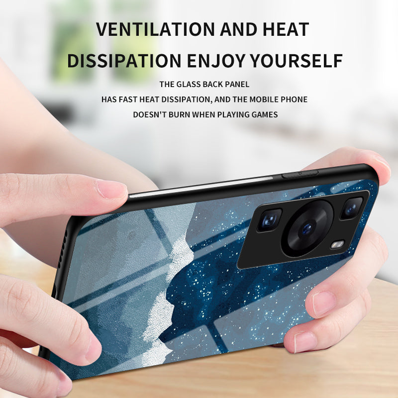 For Huawei P60 / P60 Pro 5G PC+TPU+Tempered Glass Starry Sky Pattern Phone Case Drop-proof Cover