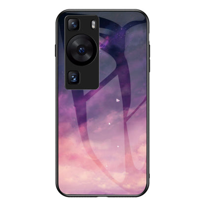 For Huawei P60 / P60 Pro 5G PC+TPU+Tempered Glass Starry Sky Pattern Phone Case Drop-proof Cover