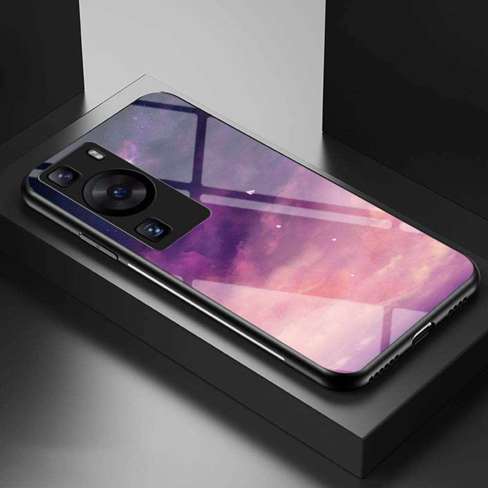 For Huawei P60 / P60 Pro 5G PC+TPU+Tempered Glass Starry Sky Pattern Phone Case Drop-proof Cover