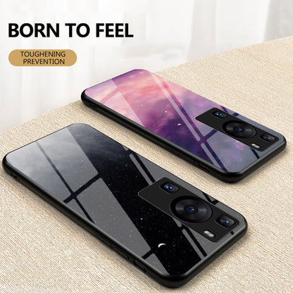 For Huawei P60 / P60 Pro 5G PC+TPU+Tempered Glass Starry Sky Pattern Phone Case Drop-proof Cover