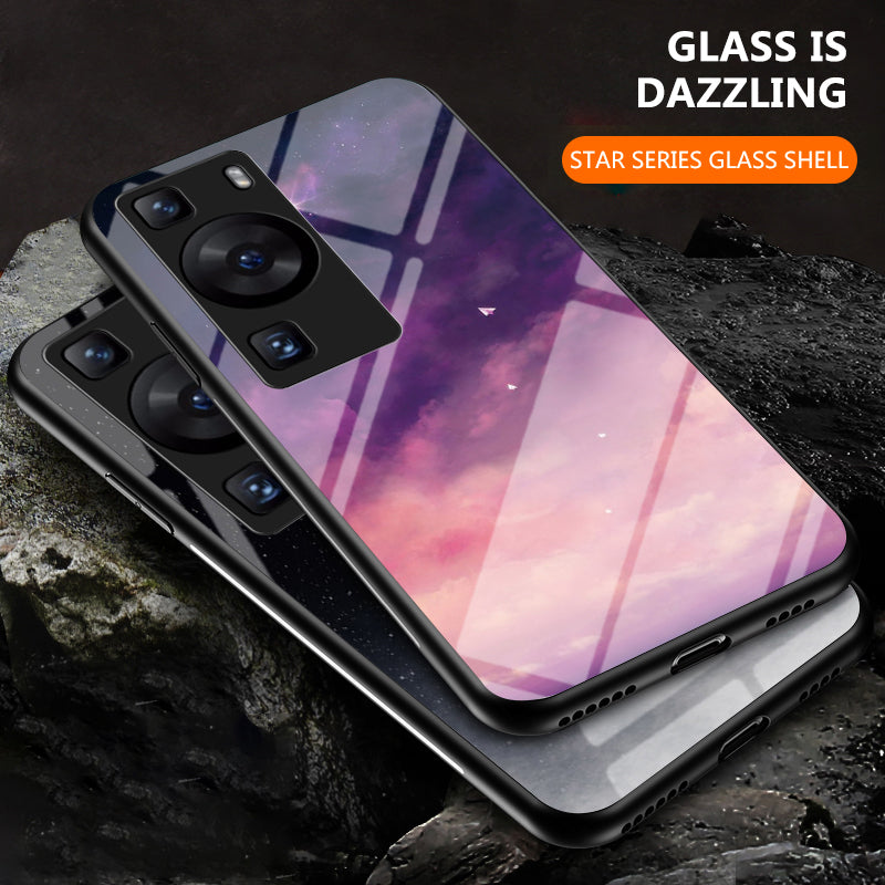 For Huawei P60 / P60 Pro 5G PC+TPU+Tempered Glass Starry Sky Pattern Phone Case Drop-proof Cover