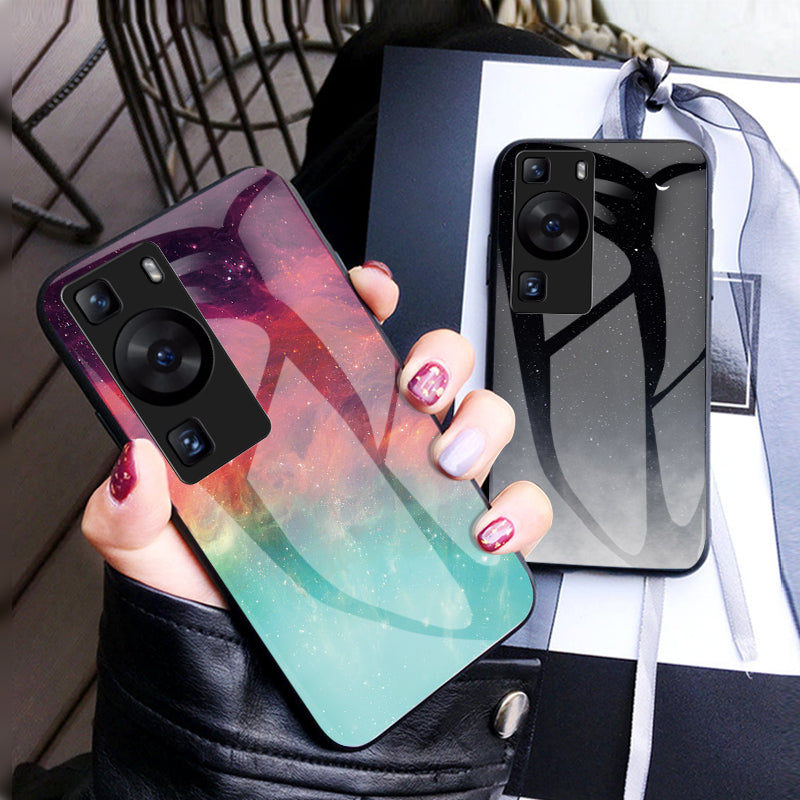 For Huawei P60 / P60 Pro 5G PC+TPU+Tempered Glass Starry Sky Pattern Phone Case Drop-proof Cover
