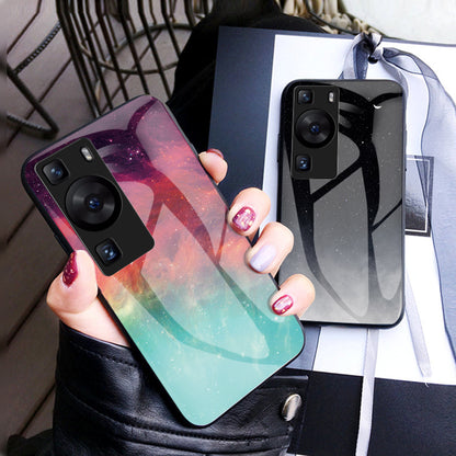 For Huawei P60 / P60 Pro 5G PC+TPU+Tempered Glass Starry Sky Pattern Phone Case Drop-proof Cover