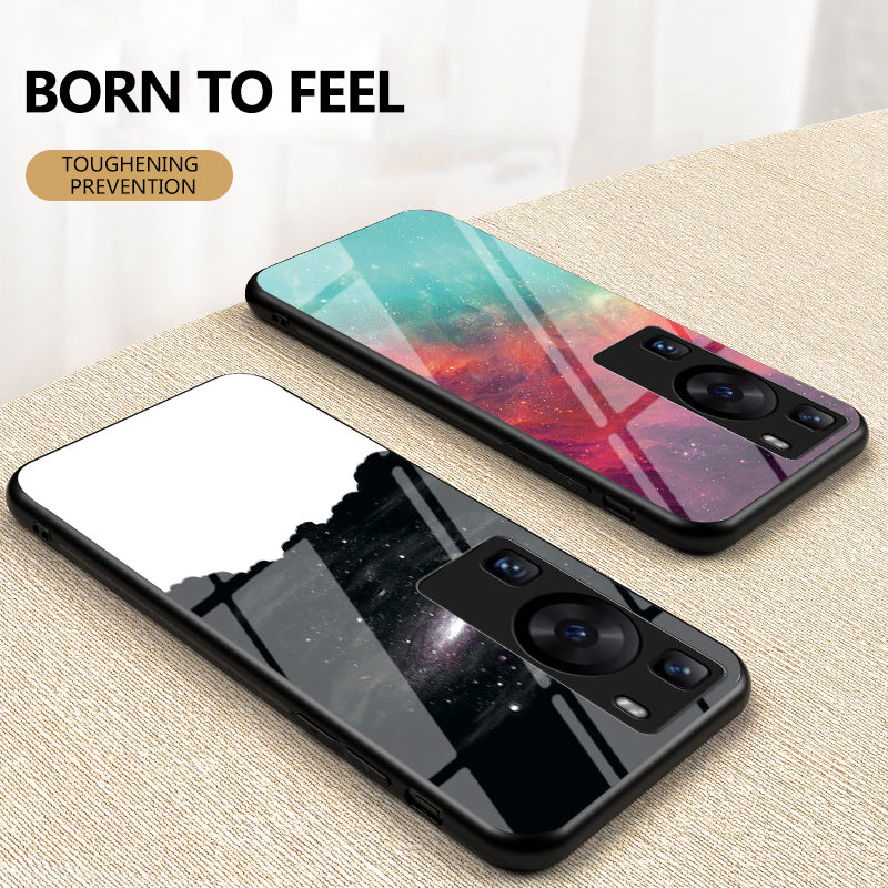 For Huawei P60 / P60 Pro 5G PC+TPU+Tempered Glass Starry Sky Pattern Phone Case Drop-proof Cover