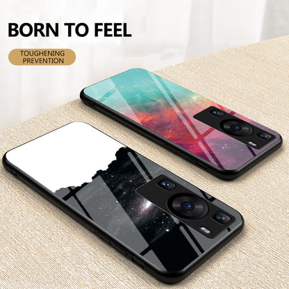 For Huawei P60 / P60 Pro 5G PC+TPU+Tempered Glass Starry Sky Pattern Phone Case Drop-proof Cover