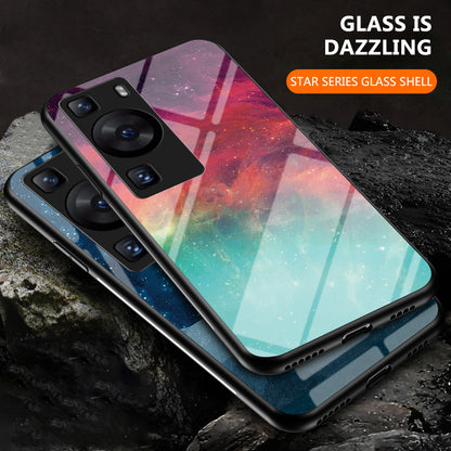 For Huawei P60 / P60 Pro 5G PC+TPU+Tempered Glass Starry Sky Pattern Phone Case Drop-proof Cover