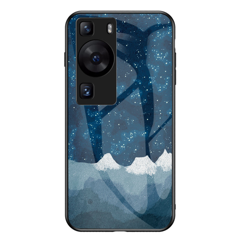 For Huawei P60 / P60 Pro 5G PC+TPU+Tempered Glass Starry Sky Pattern Phone Case Drop-proof Cover