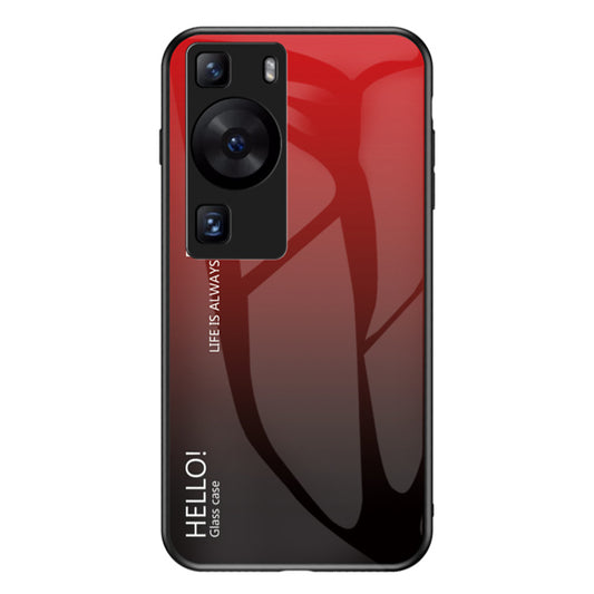 For Huawei P60 / P60 Pro Gradient Phone Case Tempered Glass+PC+TPU Shockproof Phone Cover