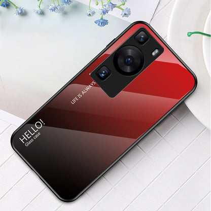 For Huawei P60 / P60 Pro Gradient Phone Case Tempered Glass+PC+TPU Shockproof Phone Cover
